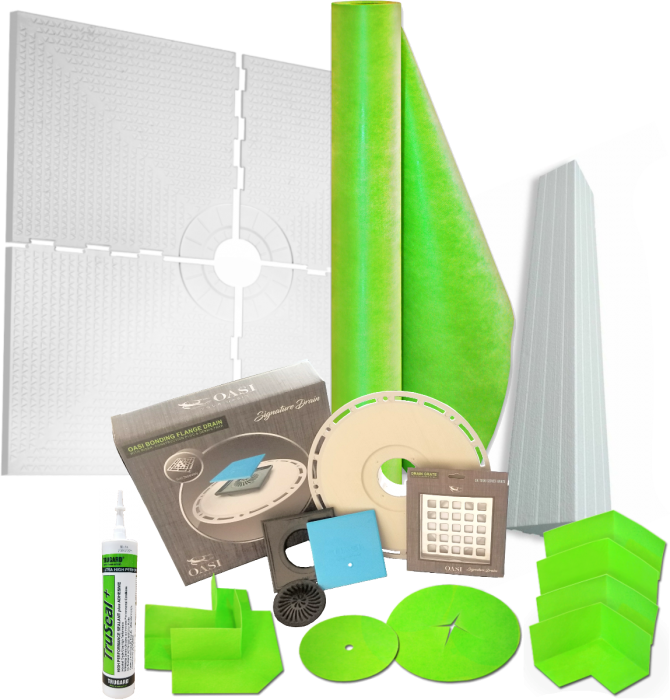 42" X 42" Standard Shower Tray Kit With Square Drain - Trugard Direct