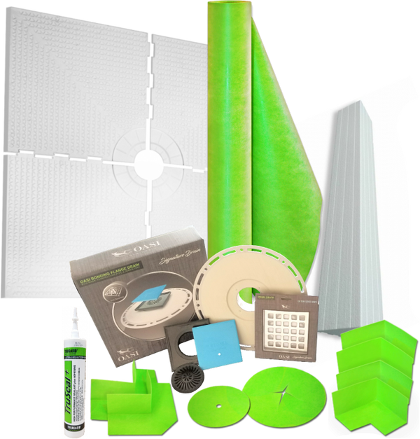 56" X 60" Standard Shower Tray Kit With Square Drain - Trugard Direct